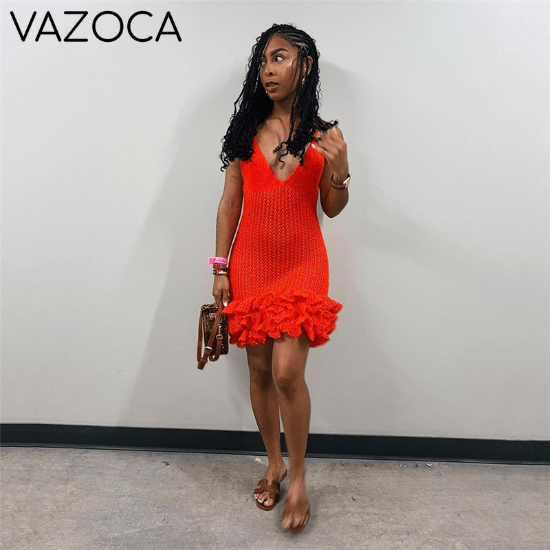 Knitted Midnight Ruffle Dress