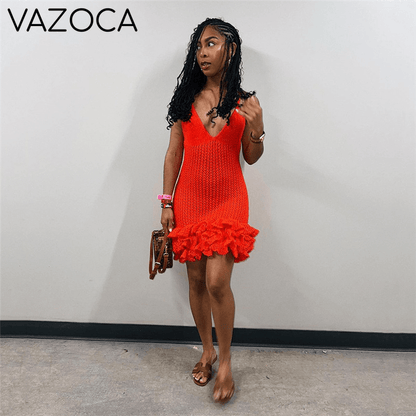 Knitted Midnight Ruffle Dress