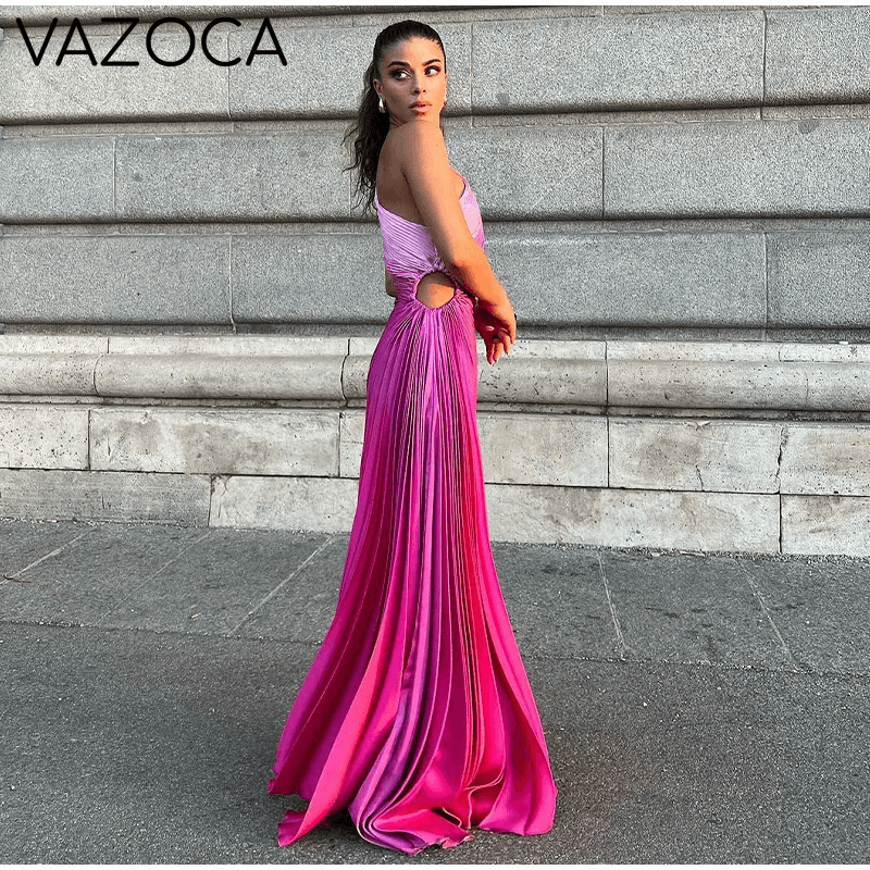 One Shoulder Pleated Elegant Dress