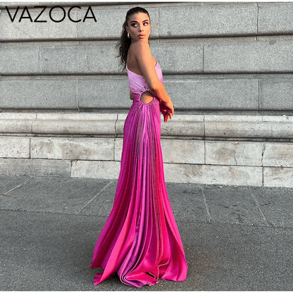 One Shoulder Pleated Elegant Dress