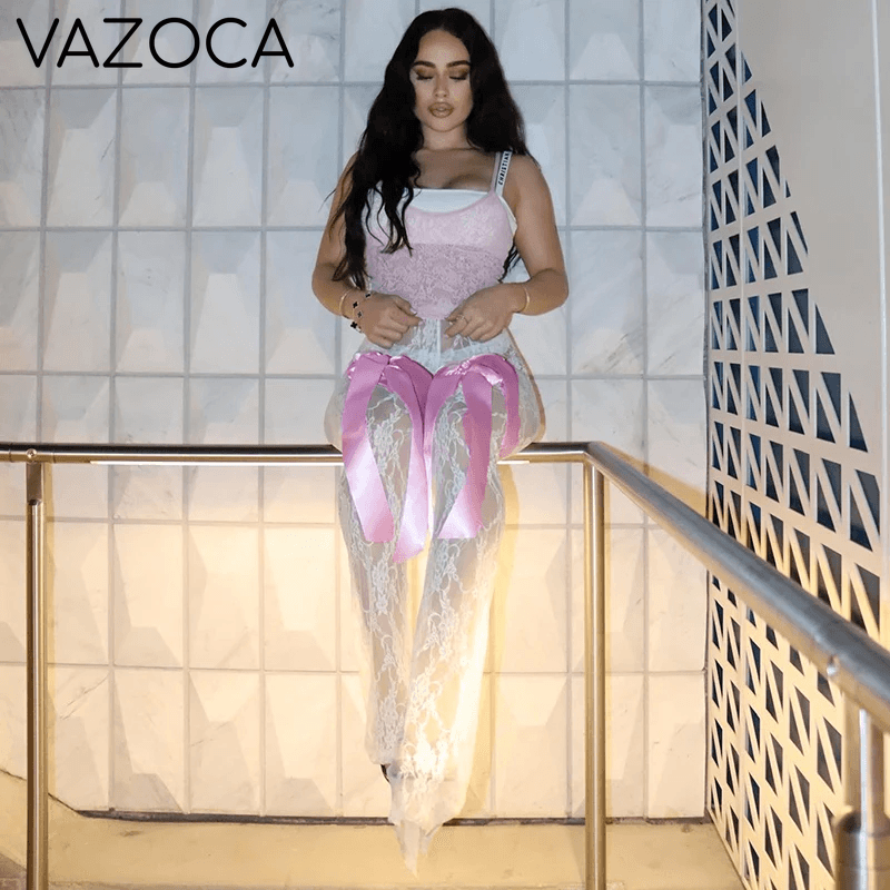 Bow Tassel See Through Pants