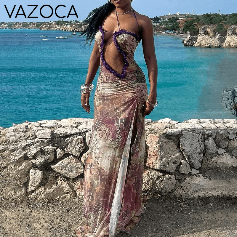 Transparent Mesh Maxi Dress