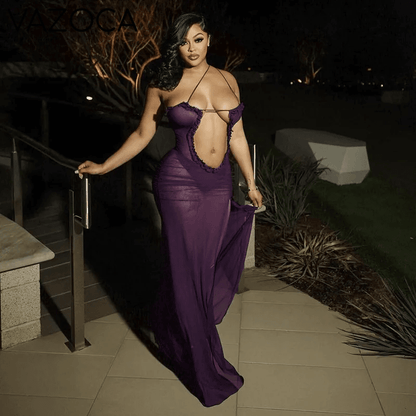 Transparent Mesh Maxi Dress