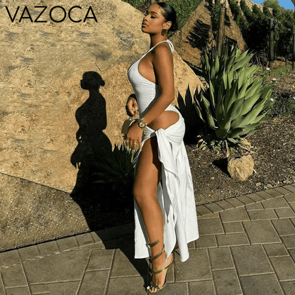 Elegant Bodysuit And Wrap Skirt Set