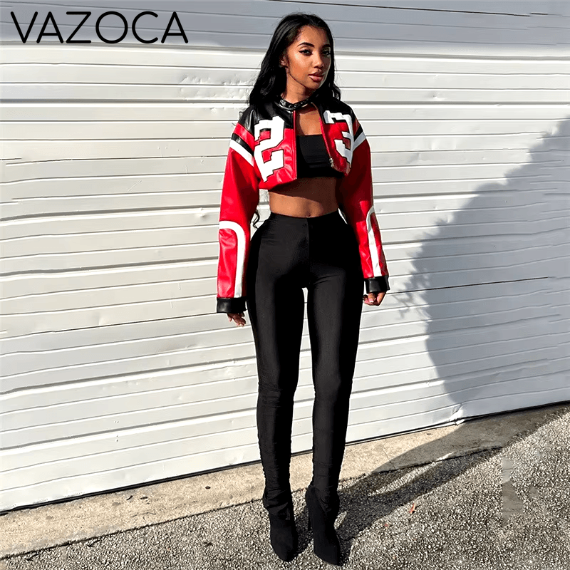 Leather Baseball Crop Jacket