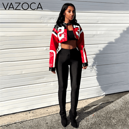Leather Baseball Crop Jacket