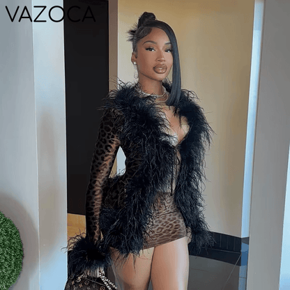 Luxe Wild Feather Two-Piece Set