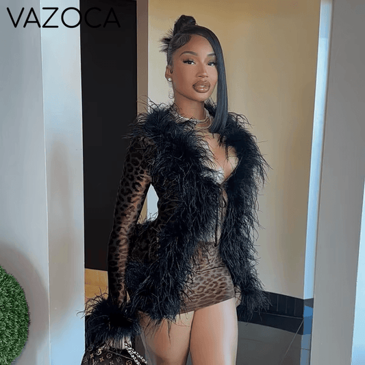 Luxe Wild Feather Two-Piece Set