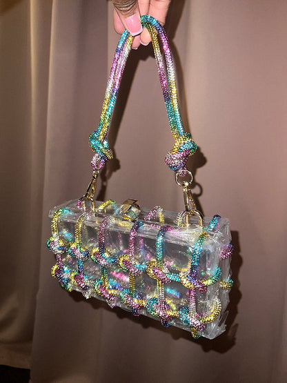 Rhinestone Rope Clear Box Handbag