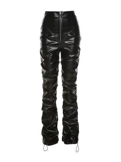Ruched Leather Pants
