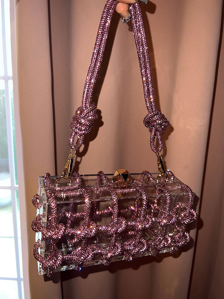 Rhinestone Rope Clear Box Handbag