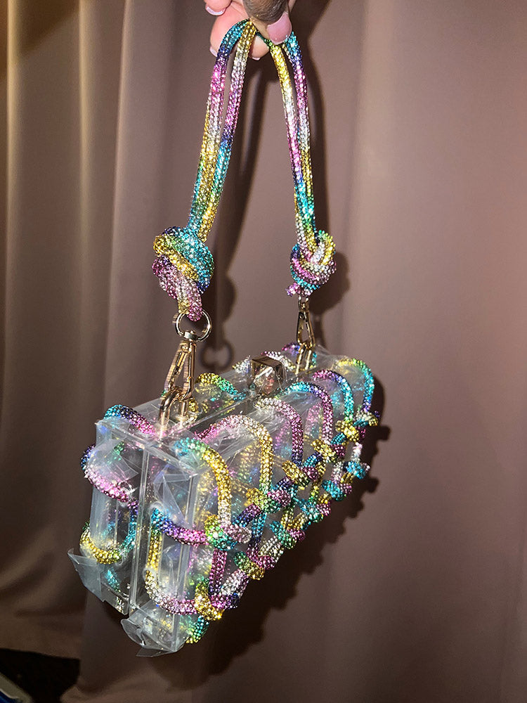 Rhinestone Rope Clear Box Handbag