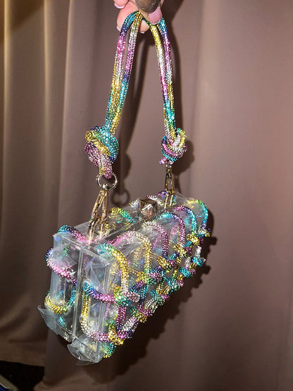 Rhinestone Rope Clear Box Handbag