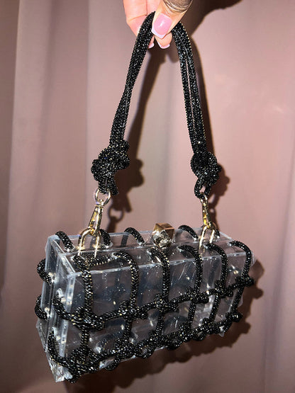 Rhinestone Rope Clear Box Handbag