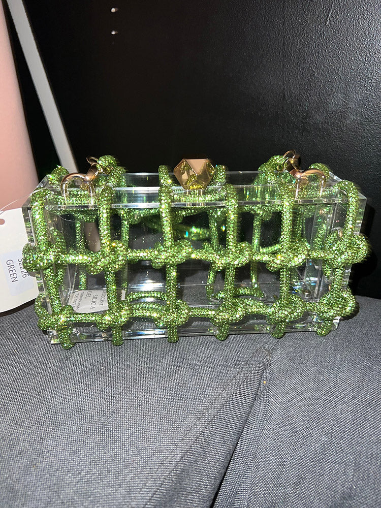 Rhinestone Rope Clear Box Handbag