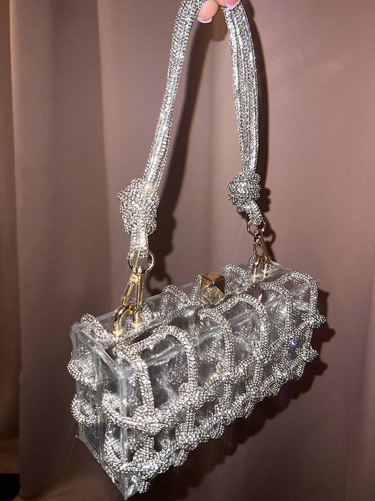 Rhinestone Rope Clear Box Handbag