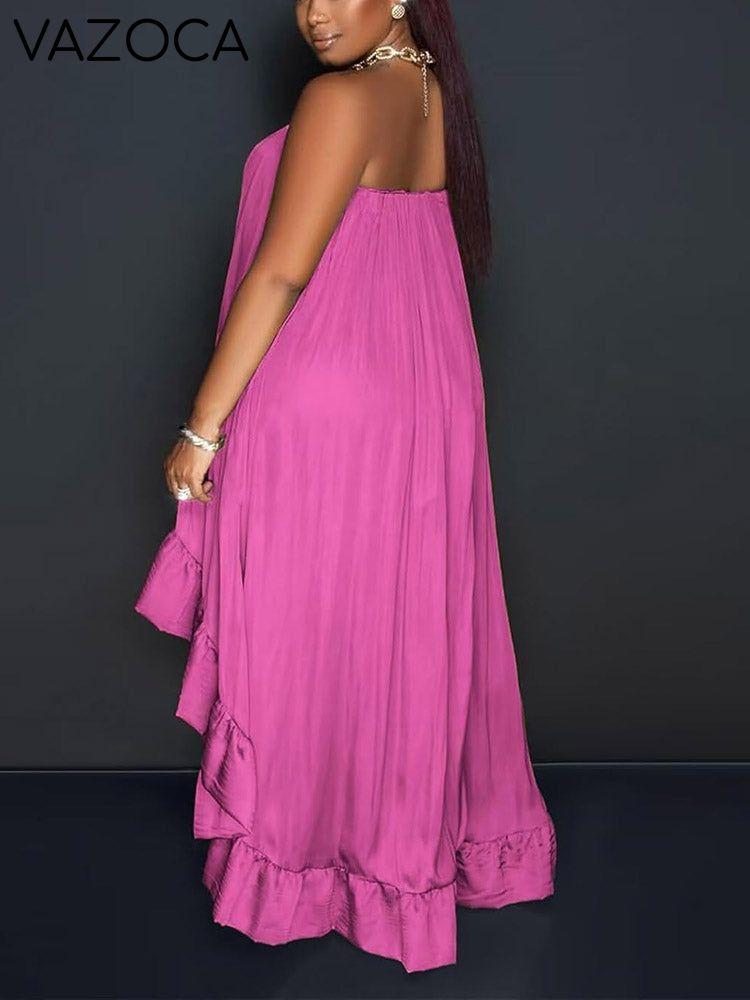 Strapless Ruffle High-Low Dress