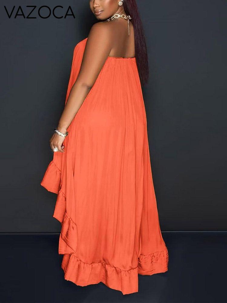 Strapless Ruffle High-Low Dress