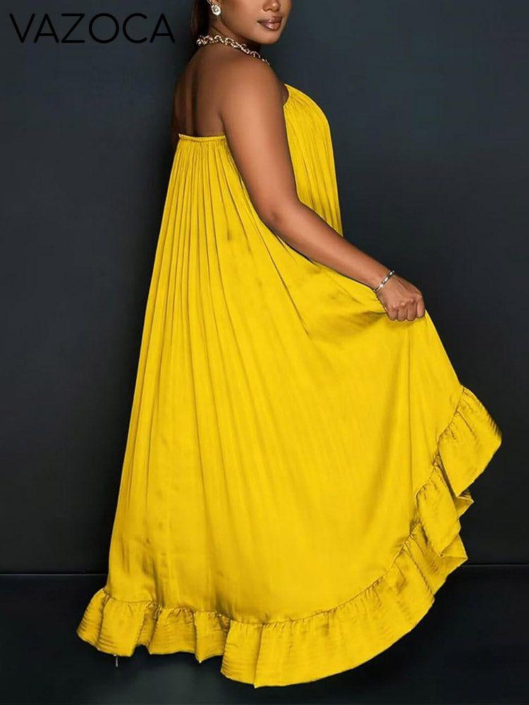 Strapless Ruffle High-Low Dress
