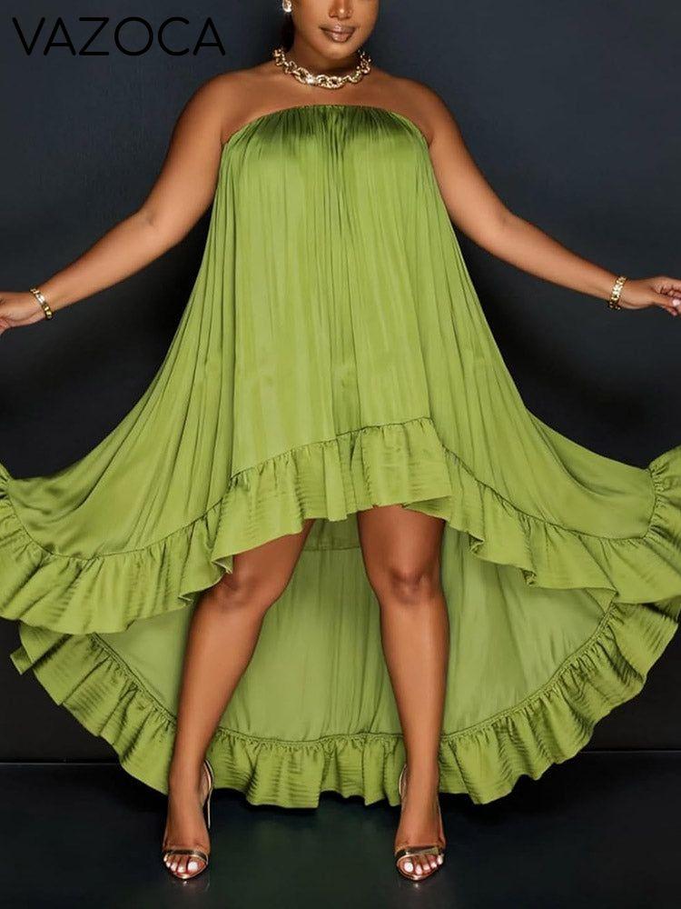 Strapless Ruffle High-Low Dress