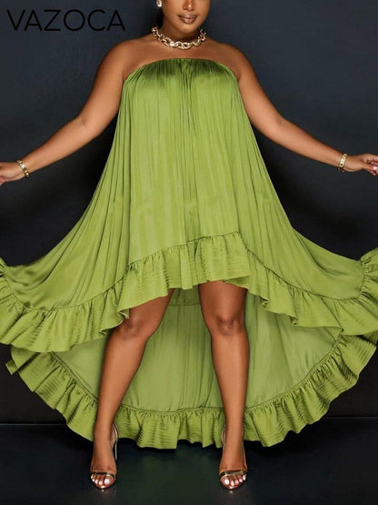 Strapless Ruffle High-Low Dress