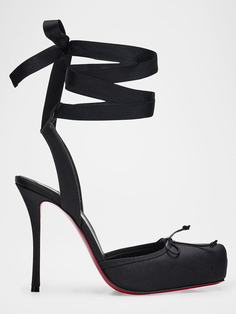 Ballet Satin Ankle Tie Pumps