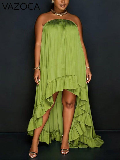 Strapless Ruffle High-Low Dress