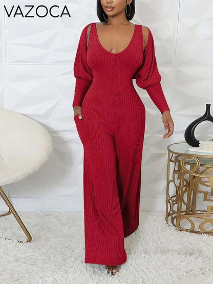 Ribbed Bolero & Jumpsuit Set