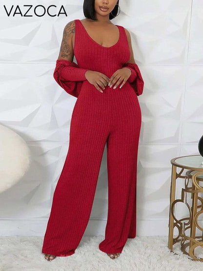 Ribbed Bolero & Jumpsuit Set