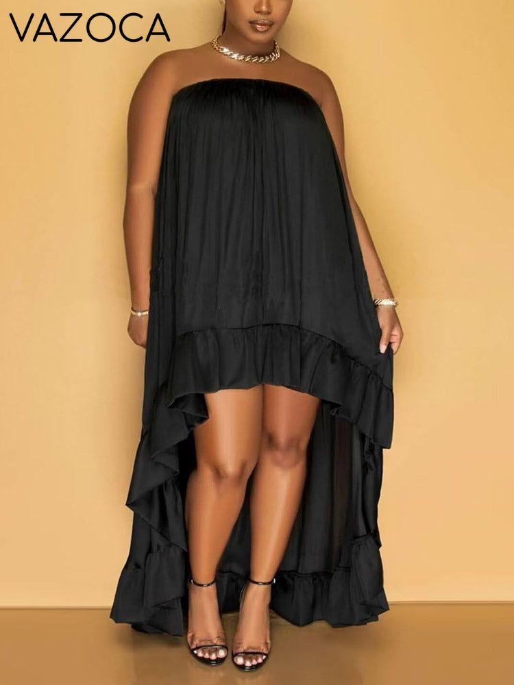 Strapless Ruffle High-Low Dress
