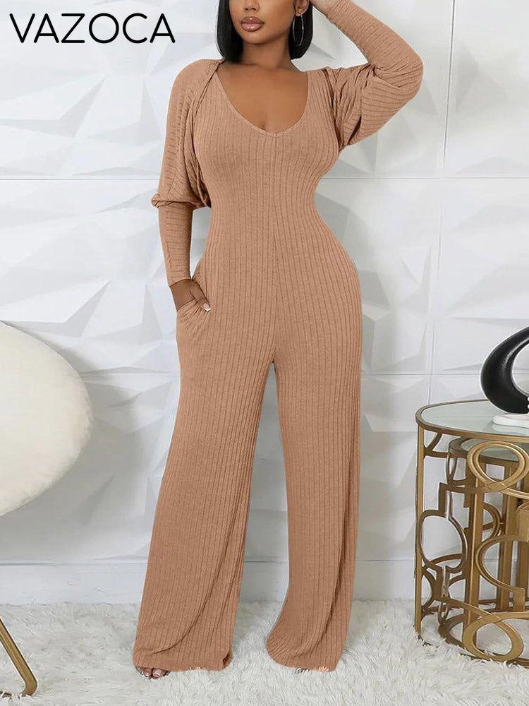 Ribbed Bolero & Jumpsuit Set