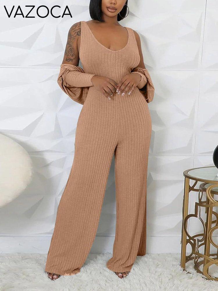 Ribbed Bolero & Jumpsuit Set