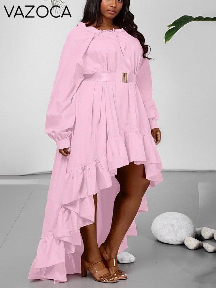 High-Low Ruffle Flowy Dress