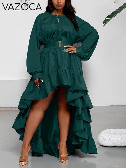 High-Low Ruffle Flowy Dress