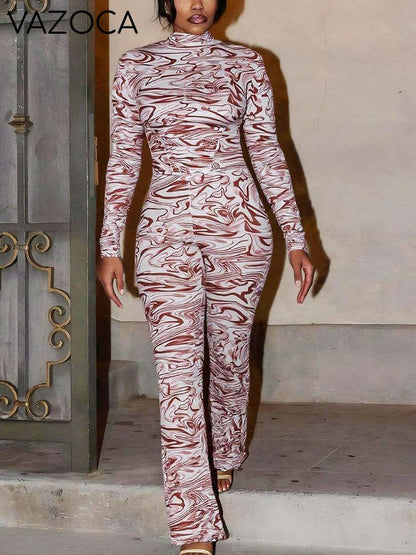 Mesh Crop Top & Flared Pants Set