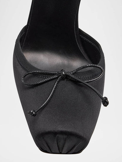 Ballet Satin Ankle Tie Pumps