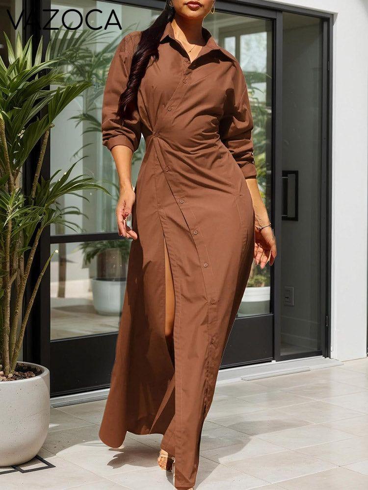 Split Button Shirt Dress