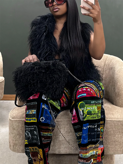 Mongolian Fur Halter Top