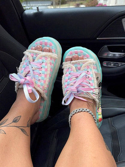 Cotton Candy Checkered Sandals