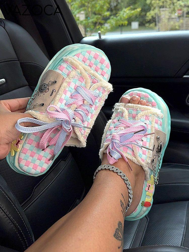 Checkered Racing Sandals Cotton Candy Checkered Sandals – VAZOCA