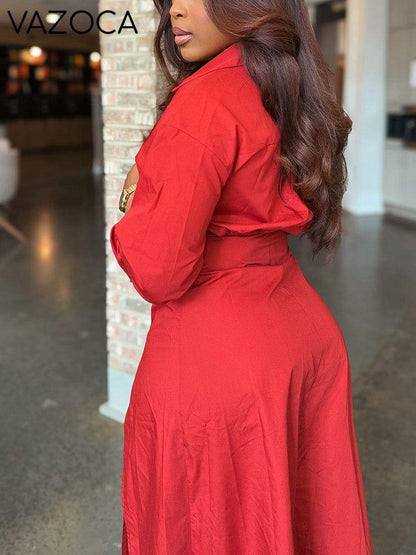 Split Button Shirt Dress