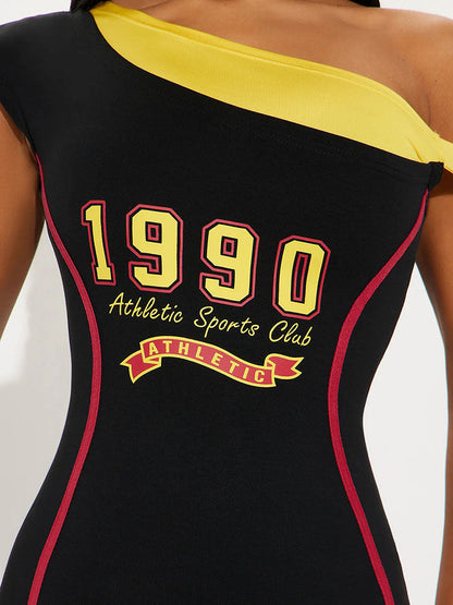 Athletic One Shoulder Maxi Dress