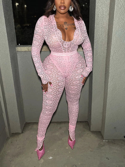 Statement Lace Bodysuit & Pants Set