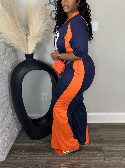 Contrast Jersey Tracksuit Set