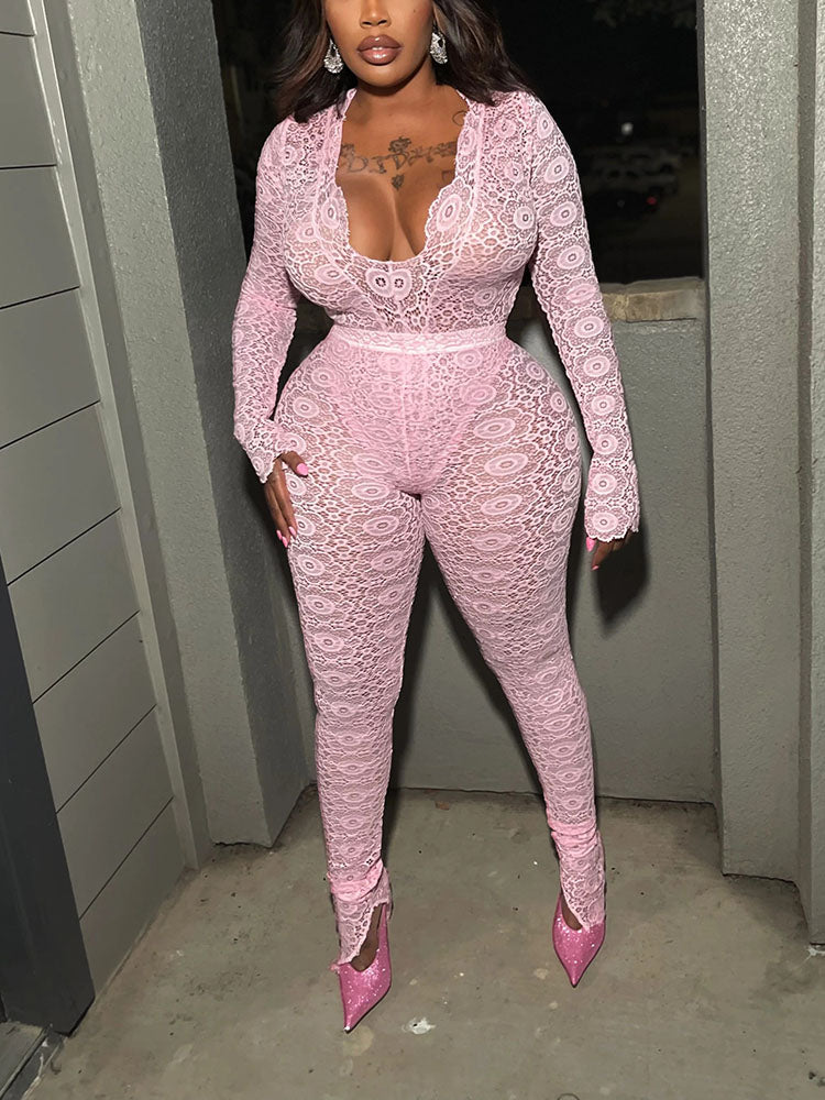 Statement Lace Bodysuit & Pants Set