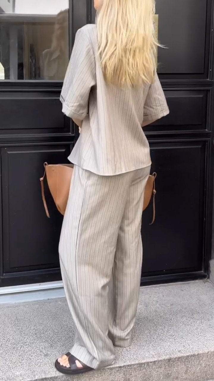 Women's Lapel Casual Striped Suit