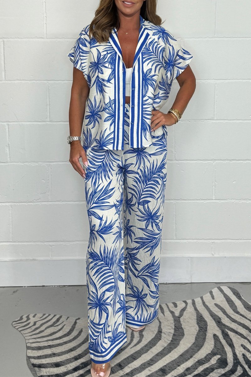 Women's Palm Printed Shirt & Trouser Co-Ord