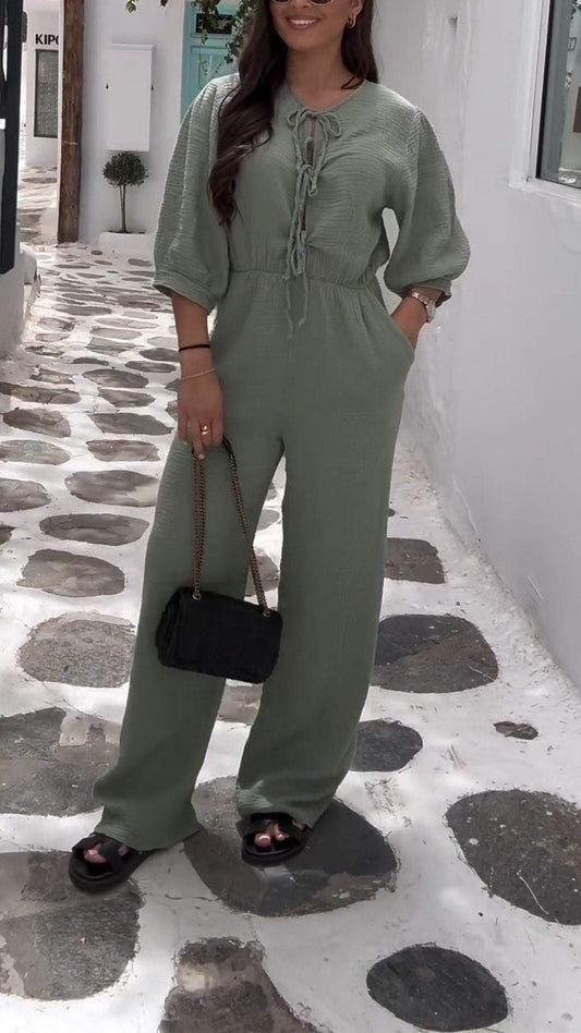 Women Butterfly Strap Jumpsuit green