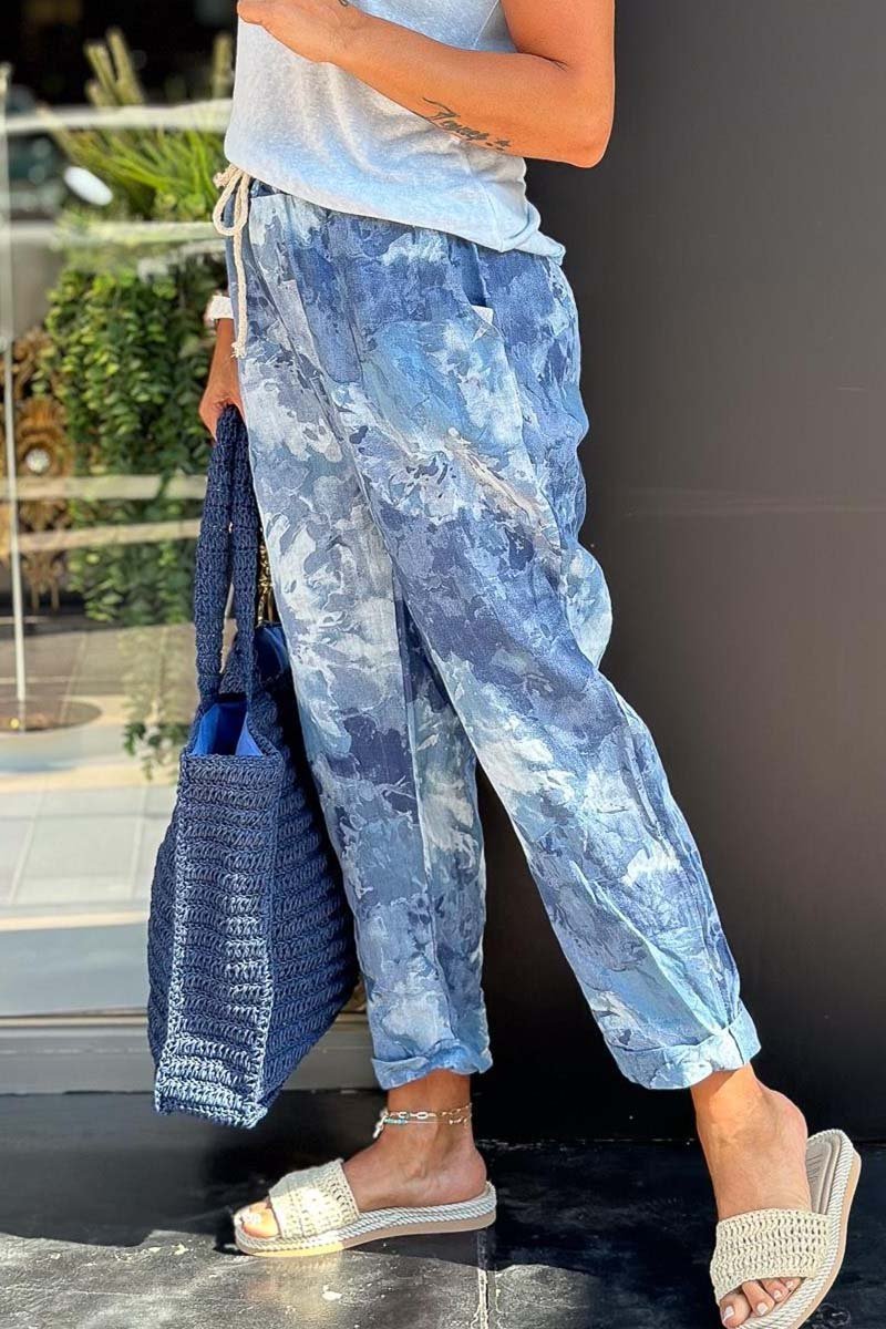 Women's casual colorful cotton and linen trousers