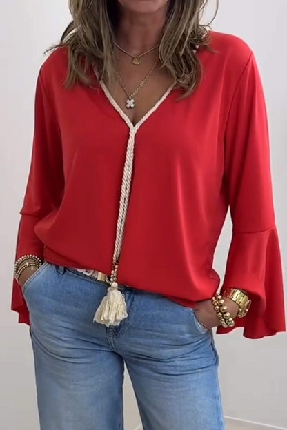 V-neck Shirt Red